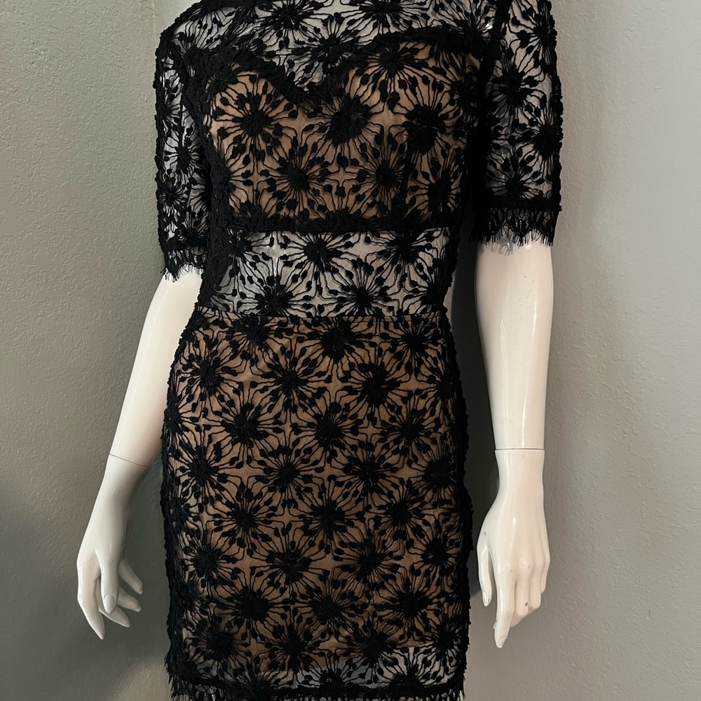 Luxxel Black Floral Lace Mini Dress
